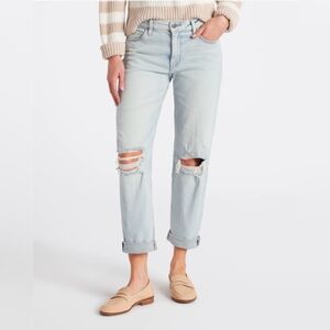 Studio Blue Frankie Mid Rise Distressed Girlfriend Roll Cuff Jean